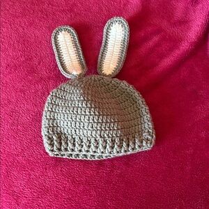 Charming Gray Crochet Bunny Ear Hat for Kids